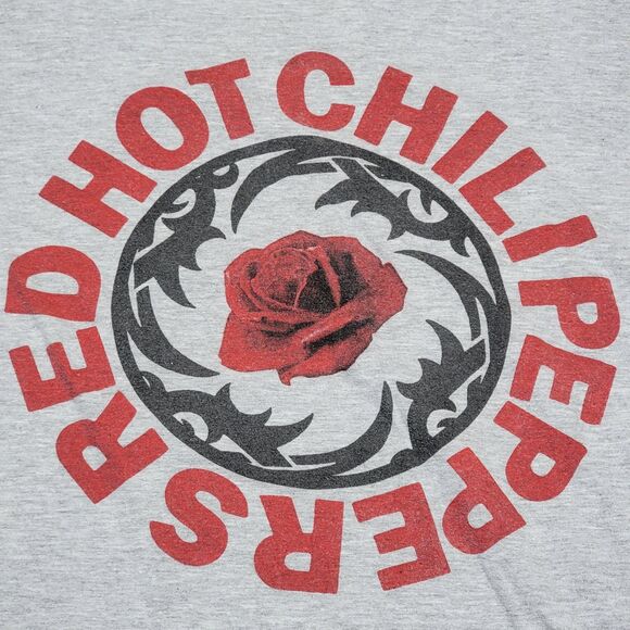 Red Hot Chili Peppers SS Grey Unisex Tee Tribal Circle & Rose - Size Medium - Picture 1 of 4